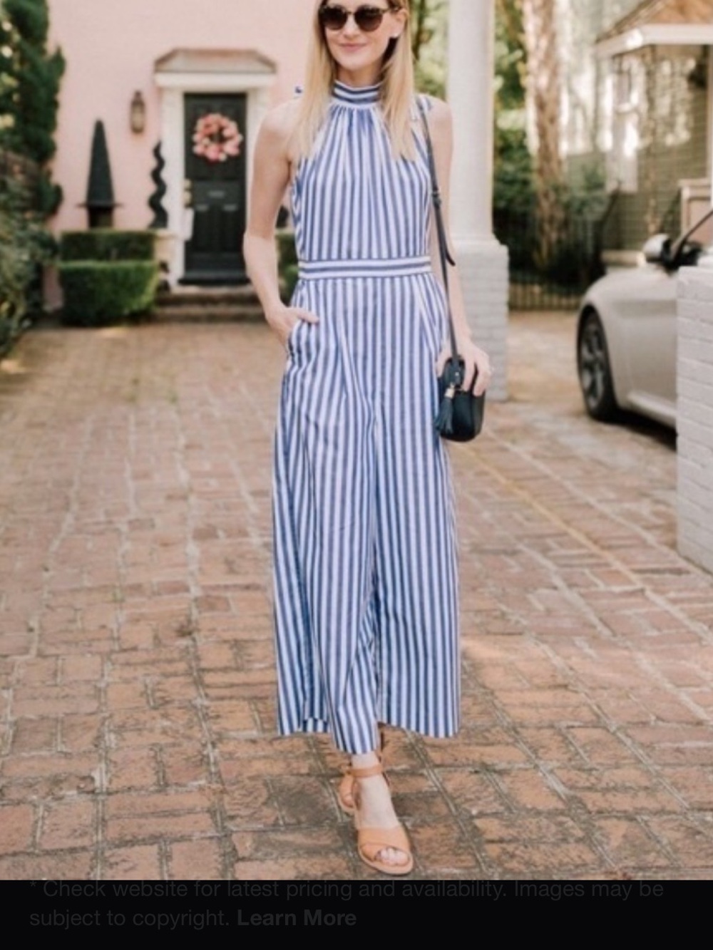 J. Crew Navy and White Striped Halter Jumpsuit Sz4 - Picture 7 of 8